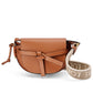 Gate Mini Canvas Jacquard-Trimmed Leather Shoulder Bag