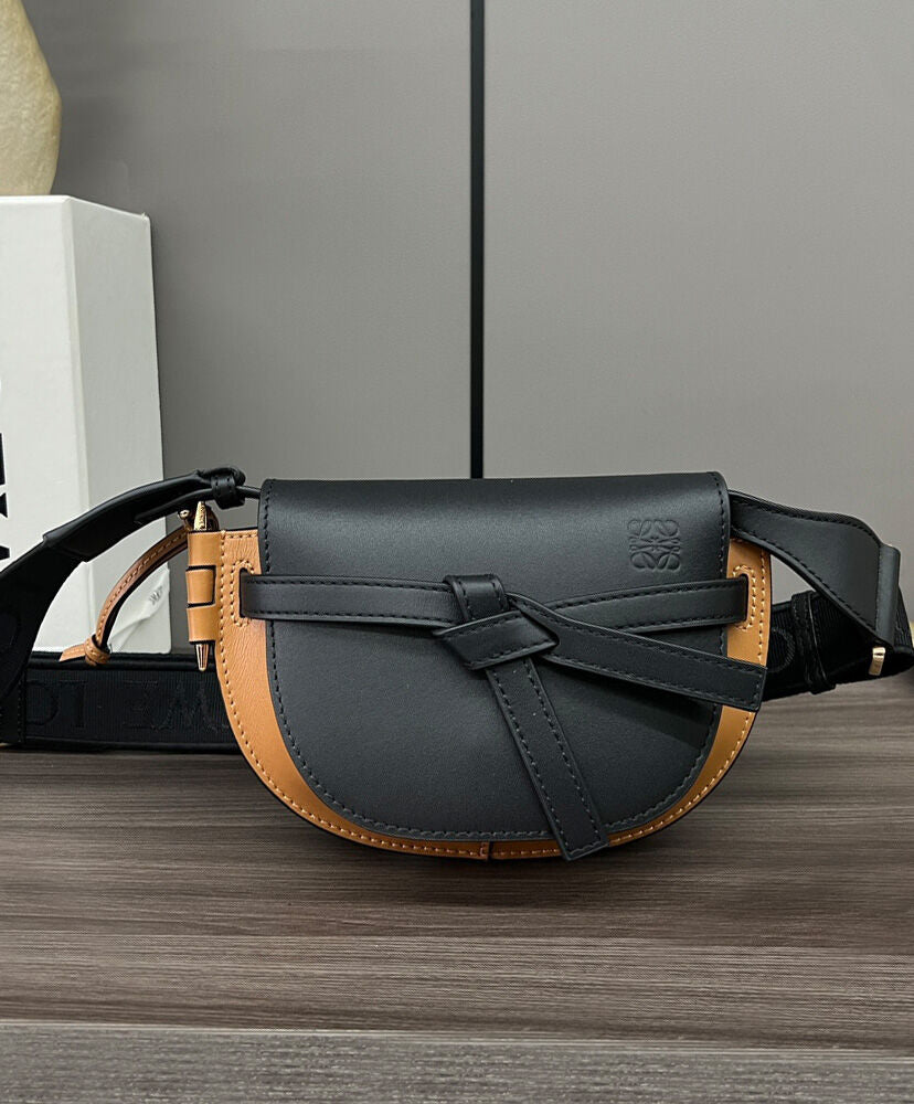 Gate Dual Mini Two-Tone Leather Shoulder Bag