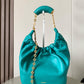 Squeeze Small Chain-Embellished Gathered Leather Tote