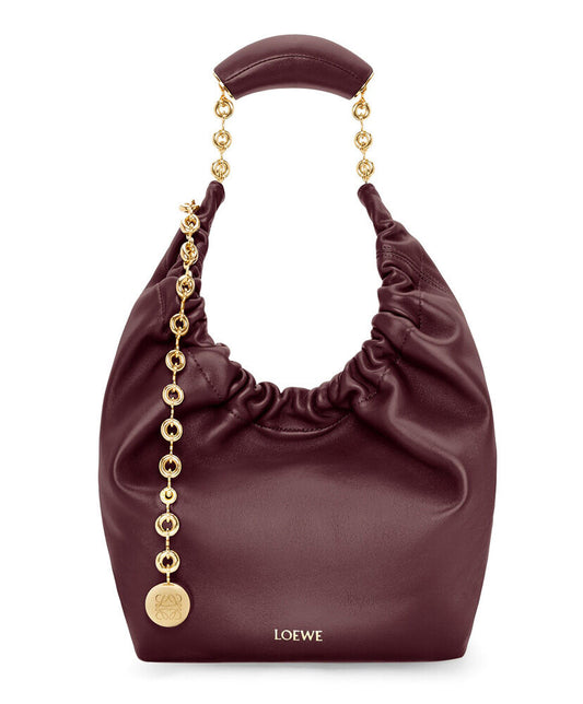 Squeeze Small Chain-Embellished Gathered Leather Tote