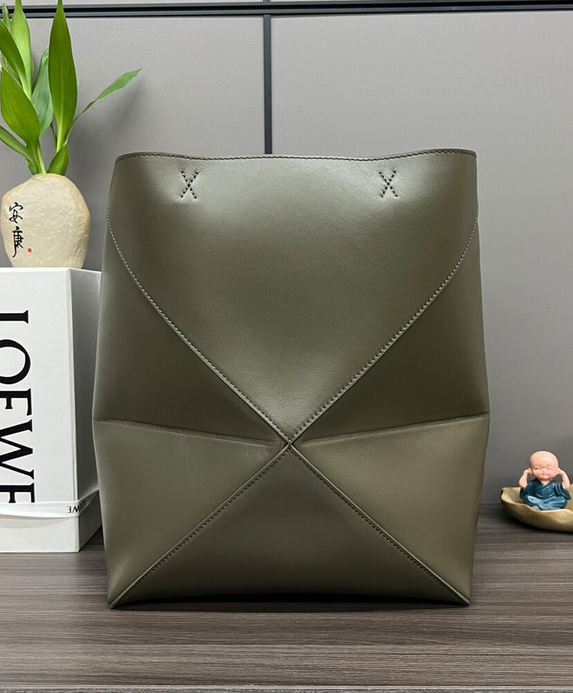 Puzzle Fold Tote In Shiny Calfskin