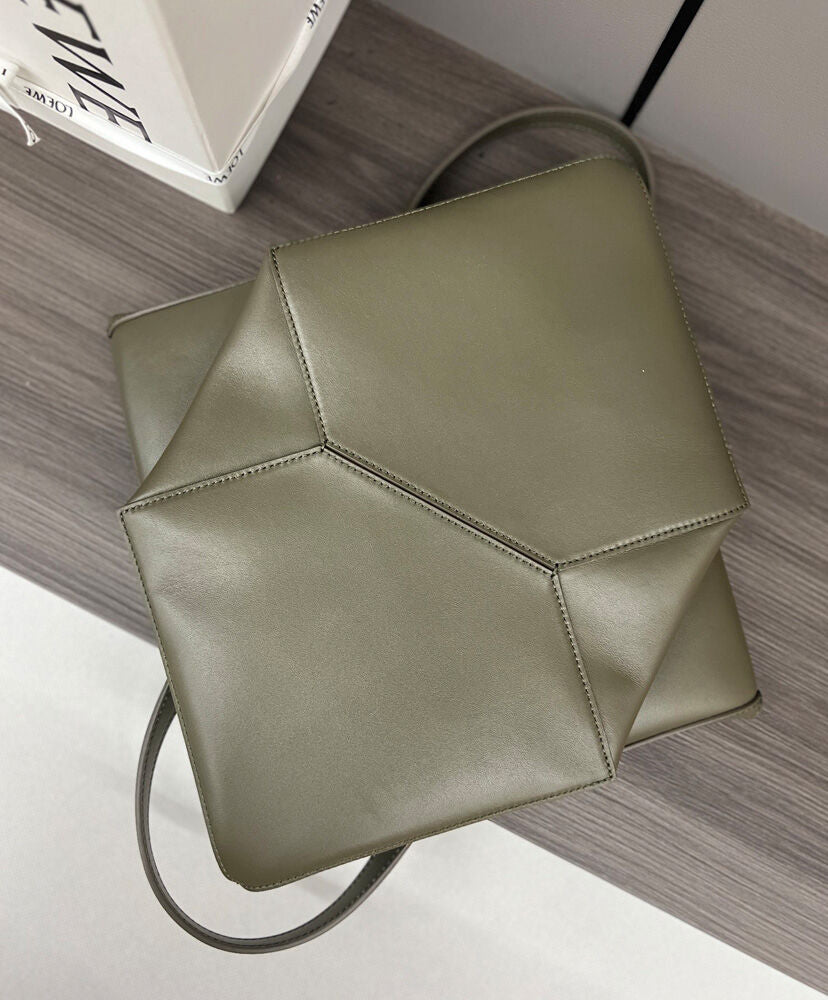 Puzzle Fold Tote In Shiny Calfskin