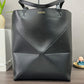 Puzzle Fold Tote In Shiny Calfskin