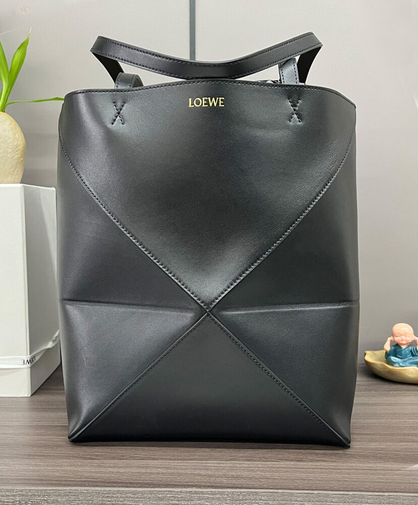 Puzzle Fold Tote In Shiny Calfskin