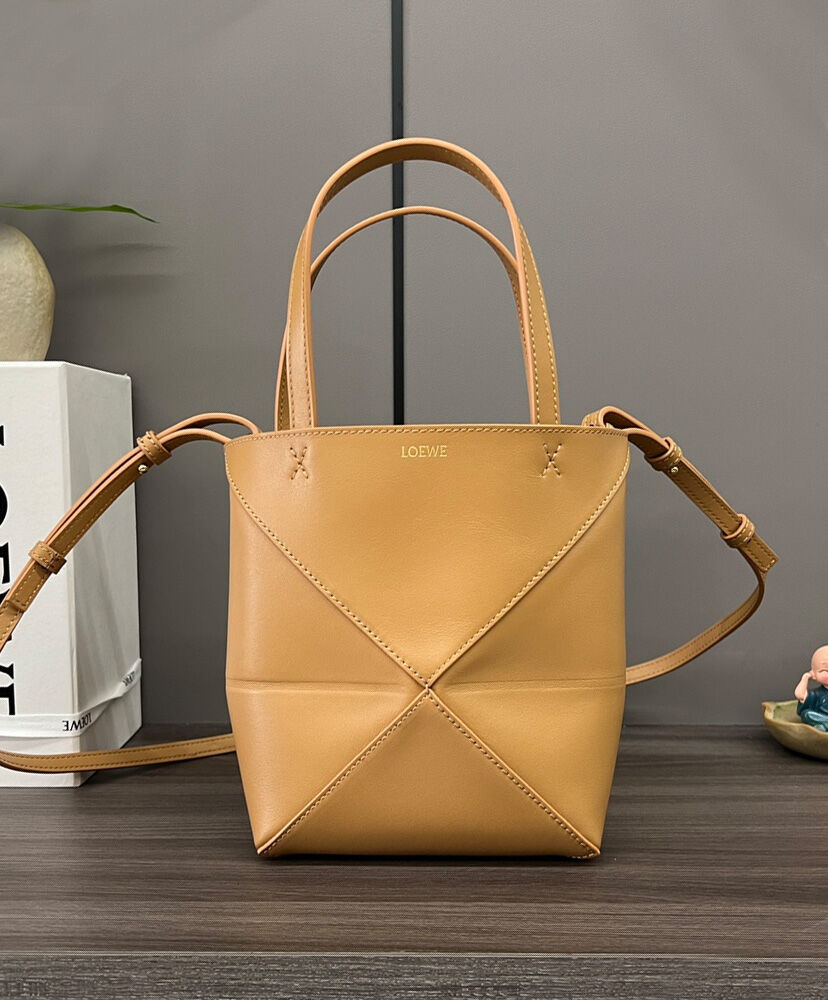 Mini Puzzle Fold Tote In Shiny Calfskin