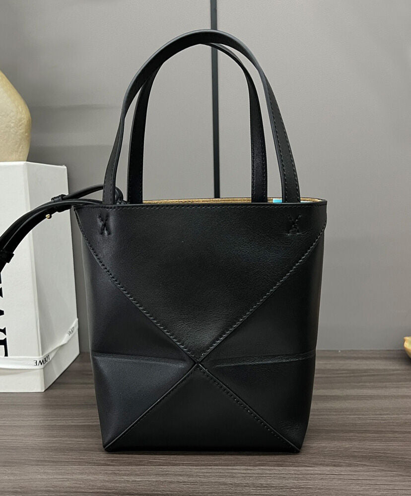 Mini Puzzle Fold Tote In Shiny Calfskin