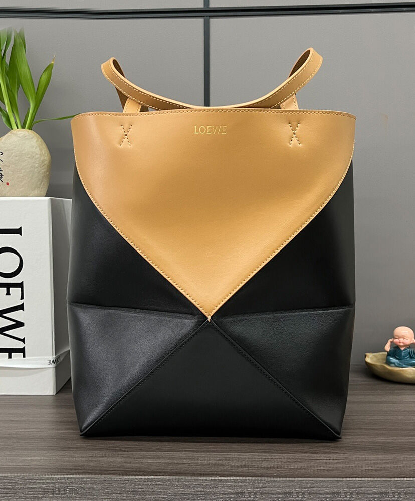 Puzzle Fold Tote In Shiny Calfskin