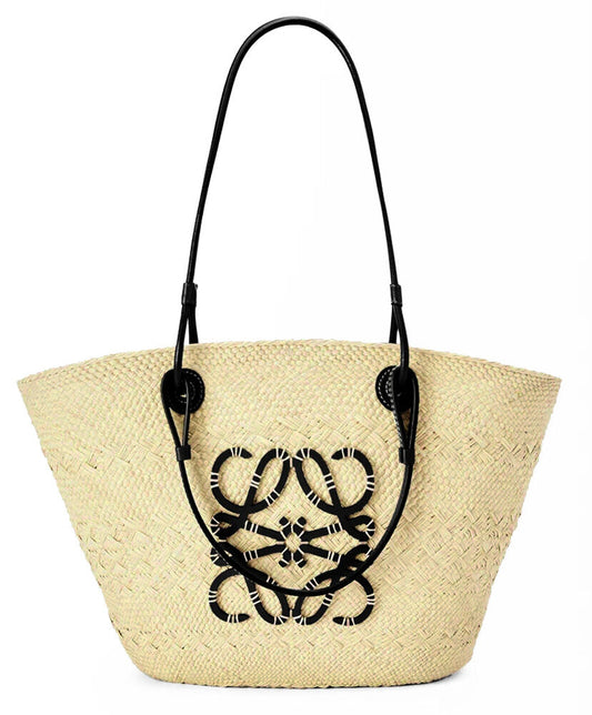 Medium Anagram Basket Bag In Iraca Palm And Calfskin