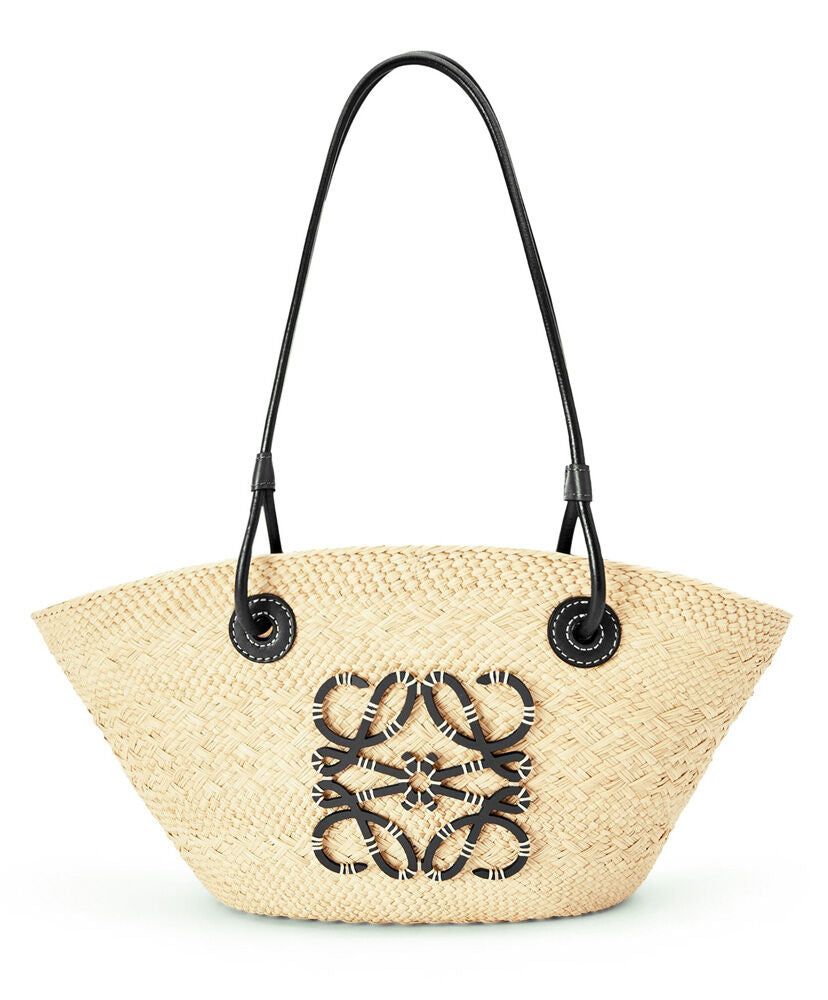 Paula's Ibiza Small Leather-Trimmed Woven Raffia Tote