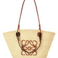 Paula's Ibiza Medium Leather-Trimmed Woven Raffia Tote