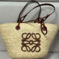 Paula's Ibiza Medium Leather-Trimmed Woven Raffia Tote