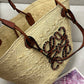 Paula's Ibiza Medium Leather-Trimmed Woven Raffia Tote