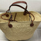 Paula's Ibiza Medium Leather-Trimmed Woven Raffia Tote