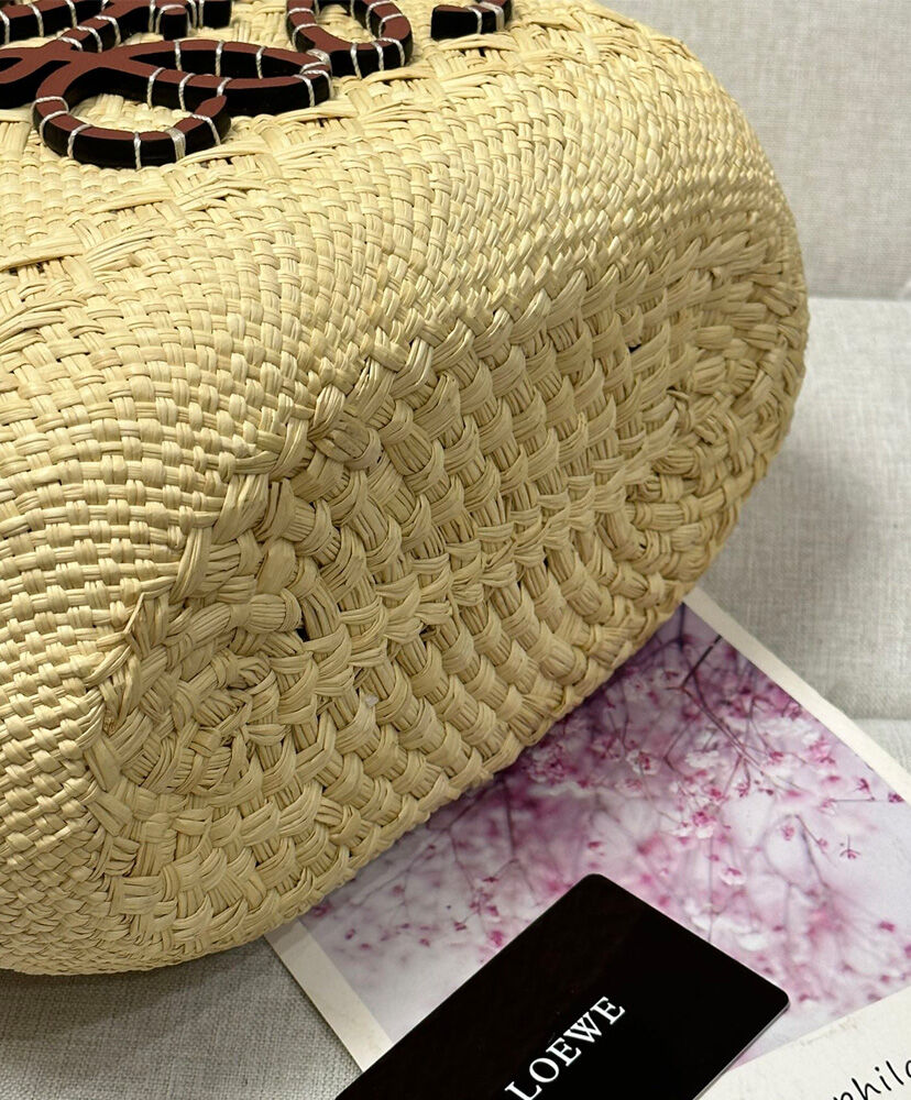 Paula's Ibiza Medium Leather-Trimmed Woven Raffia Tote