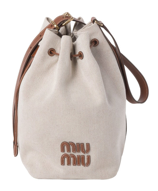 Canvas And Leather Bucket Bag