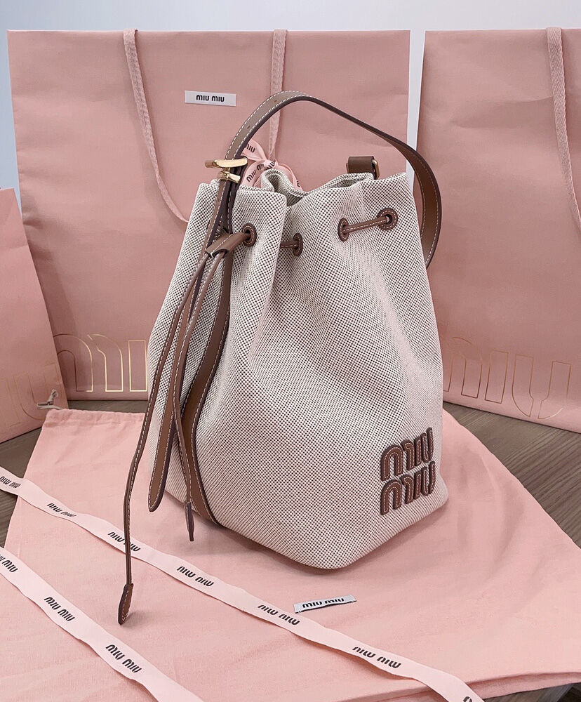 Canvas And Leather Bucket Bag