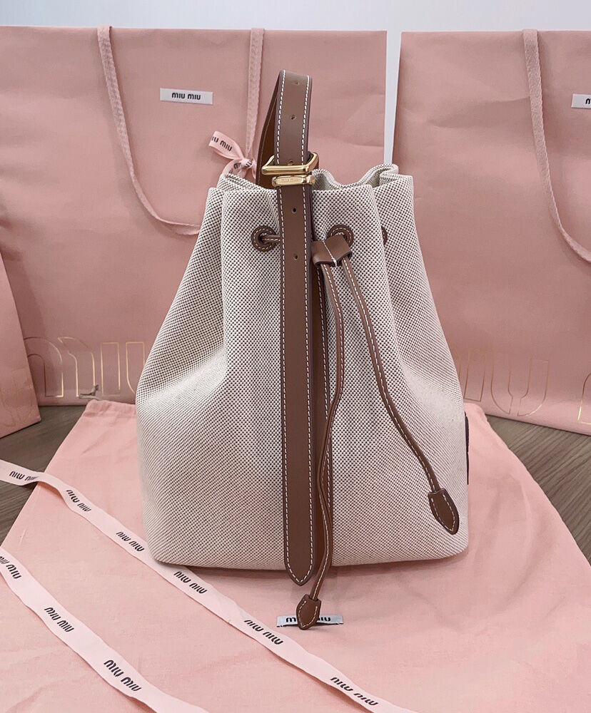 Canvas And Leather Bucket Bag