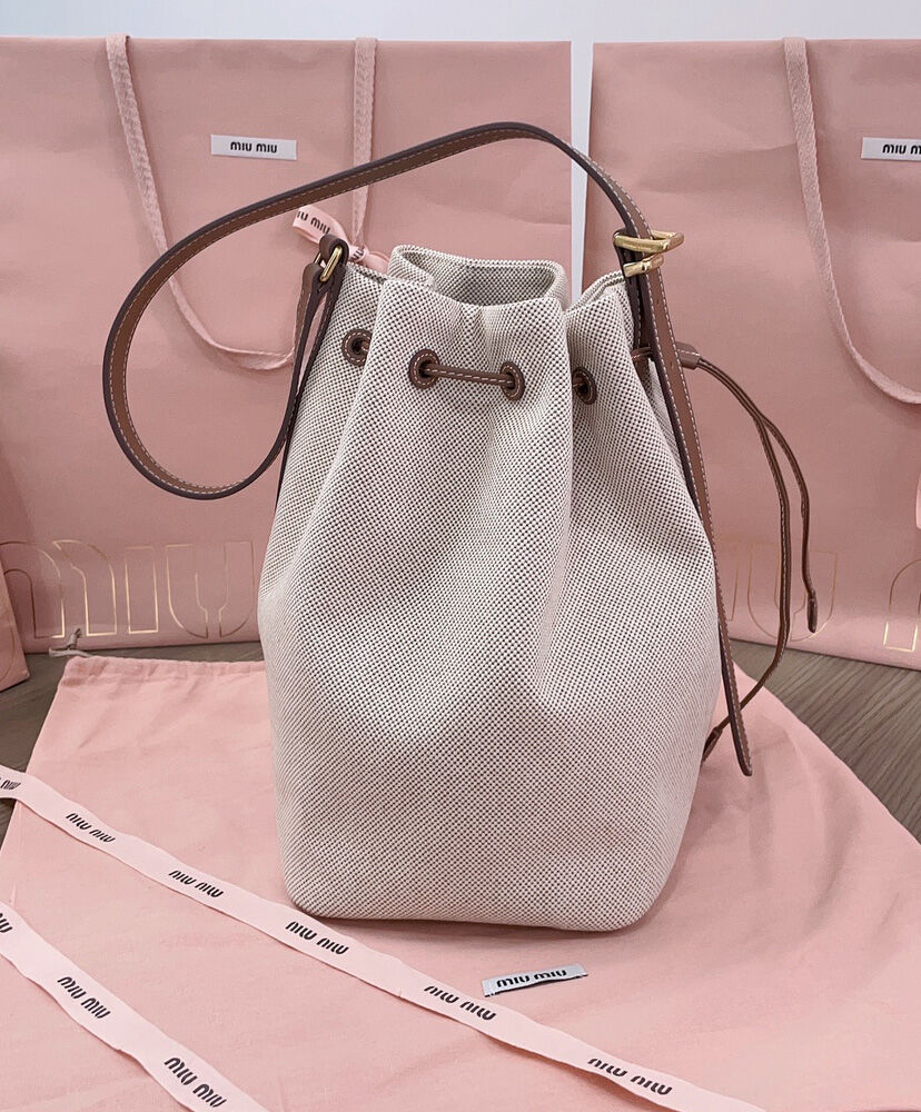 Canvas And Leather Bucket Bag