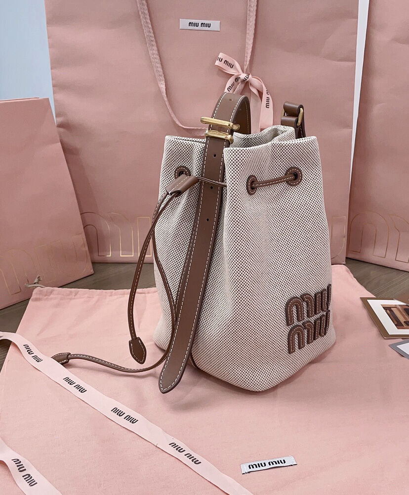 Canvas And Leather Bucket Bag