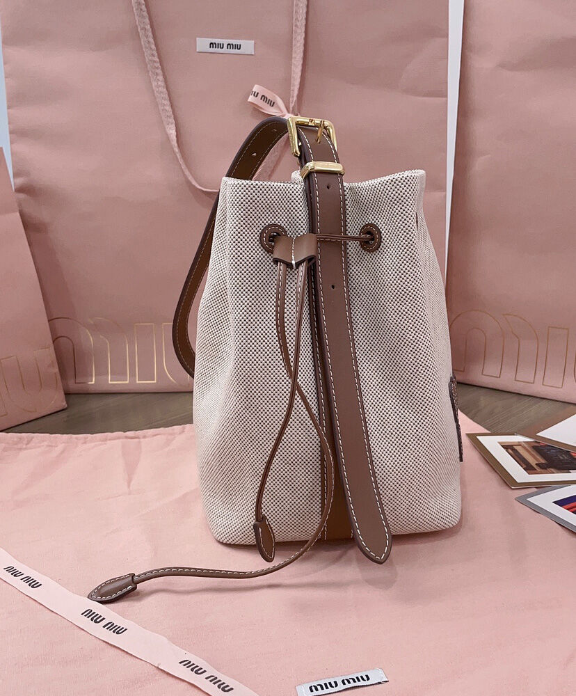 Canvas And Leather Bucket Bag