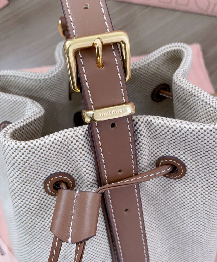 Canvas And Leather Bucket Bag