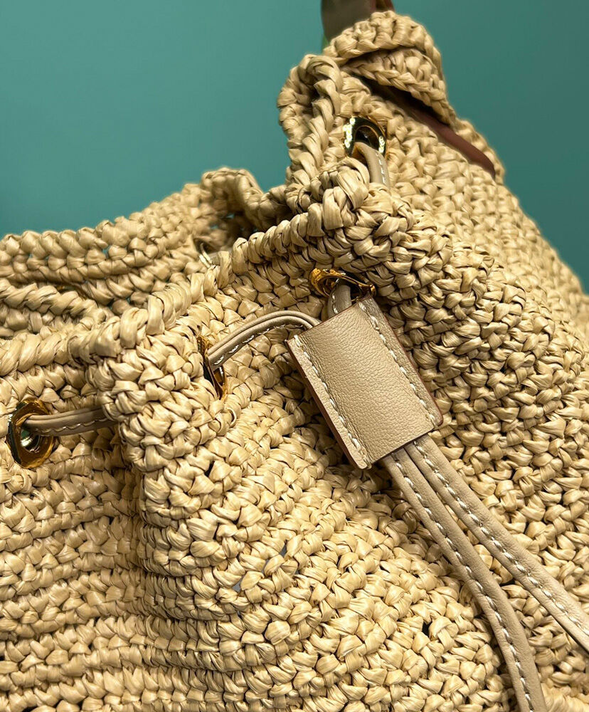 Crochet And Leather Mini-Bucket Bag