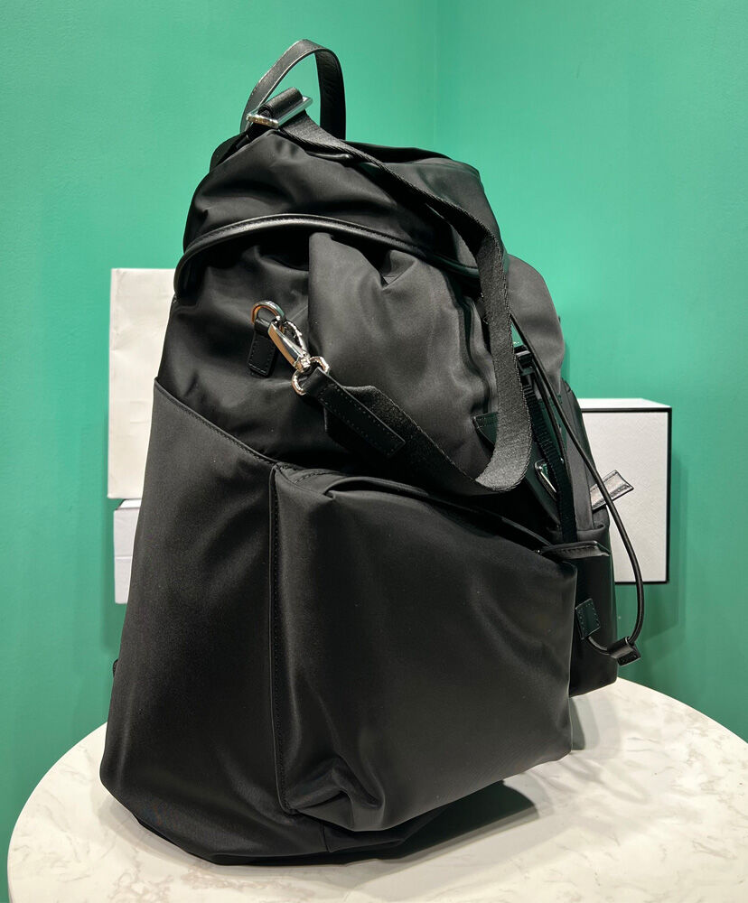 Re-Nylon And Leather Backpack