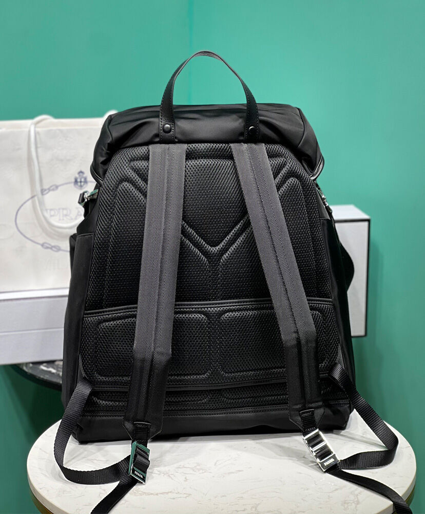 Re-Nylon And Leather Backpack