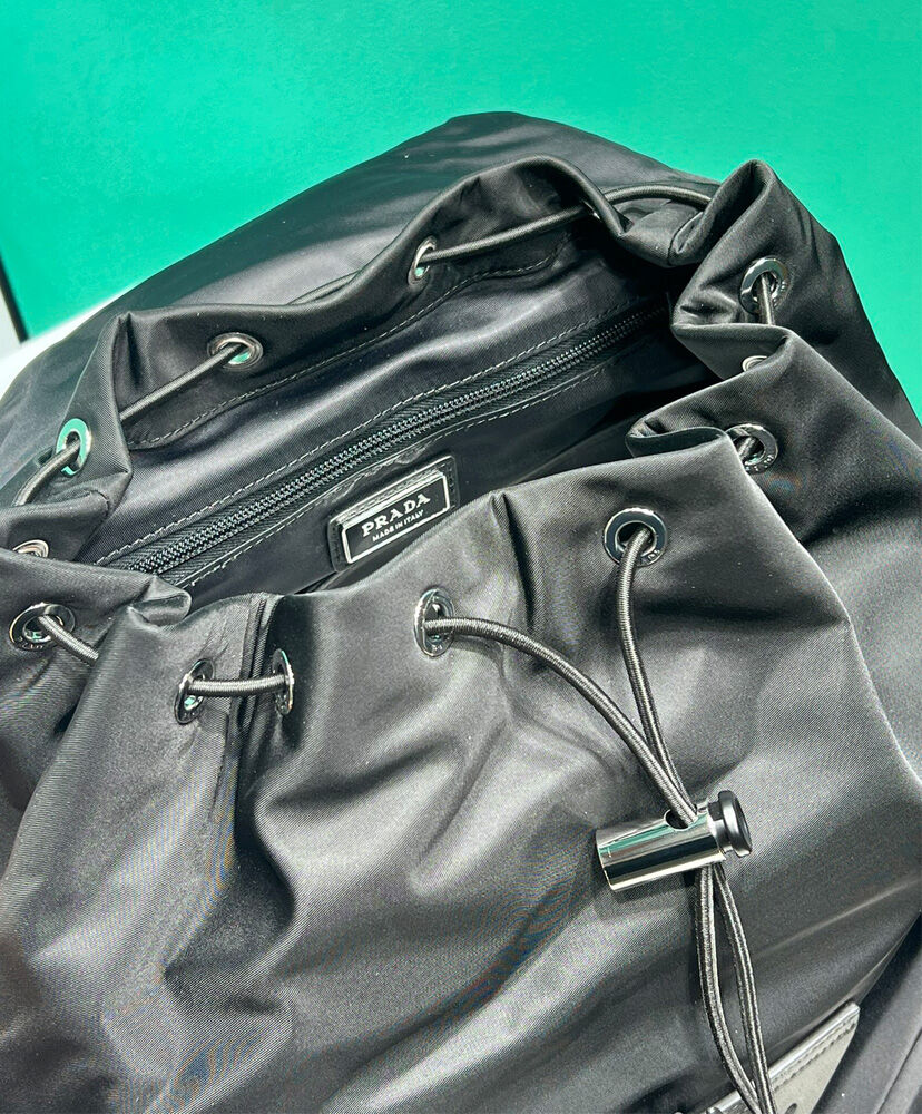 Re-Nylon And Leather Backpack