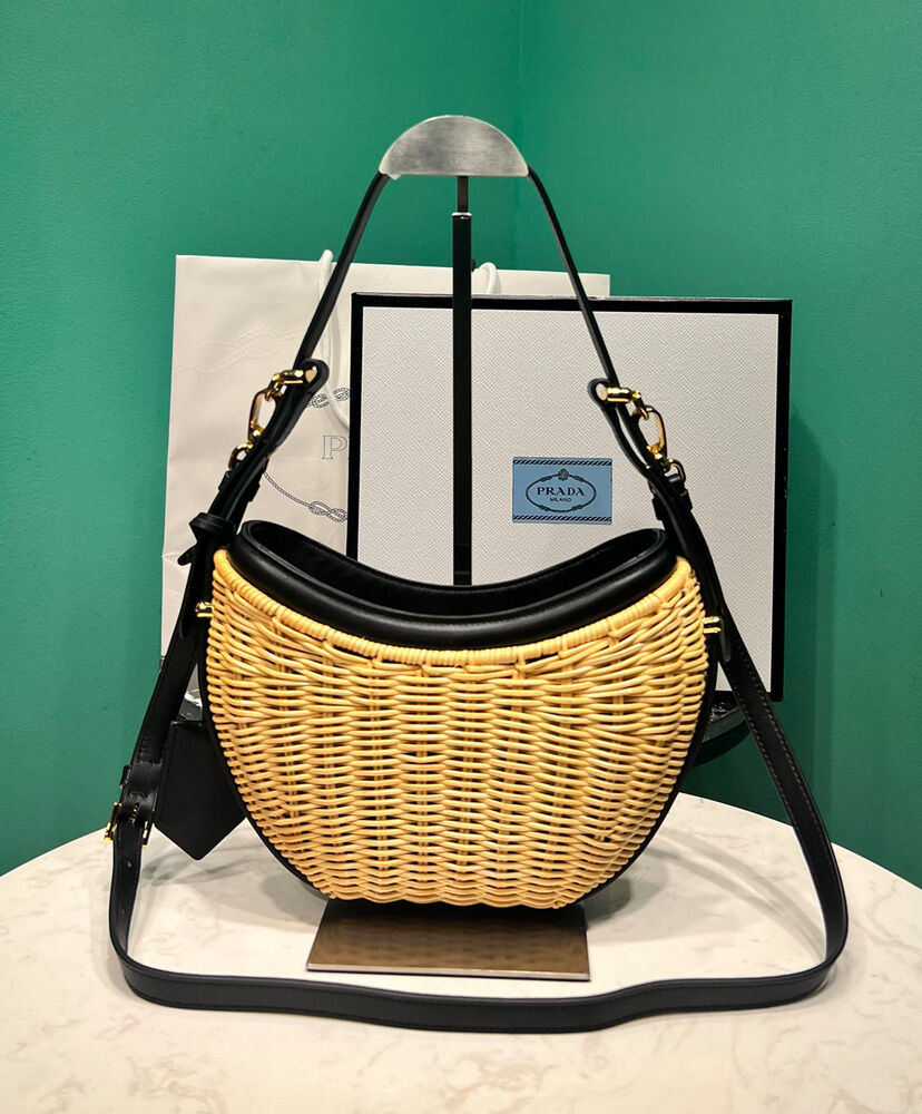 Wicker And Leather Prada Arque Bag