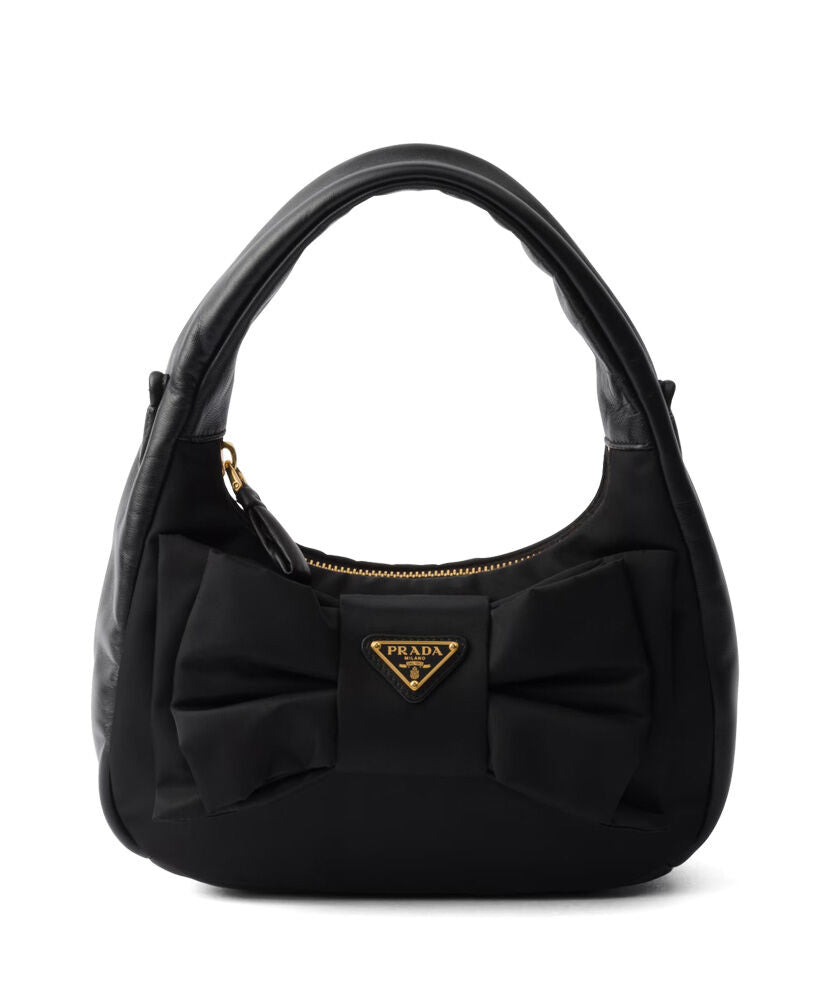 Re-Nylon And Nappa Leather Mini-bag With Bow