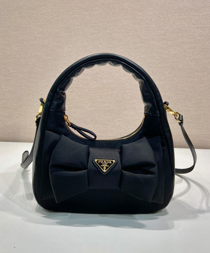 Re-Nylon And Nappa Leather Mini-bag With Bow