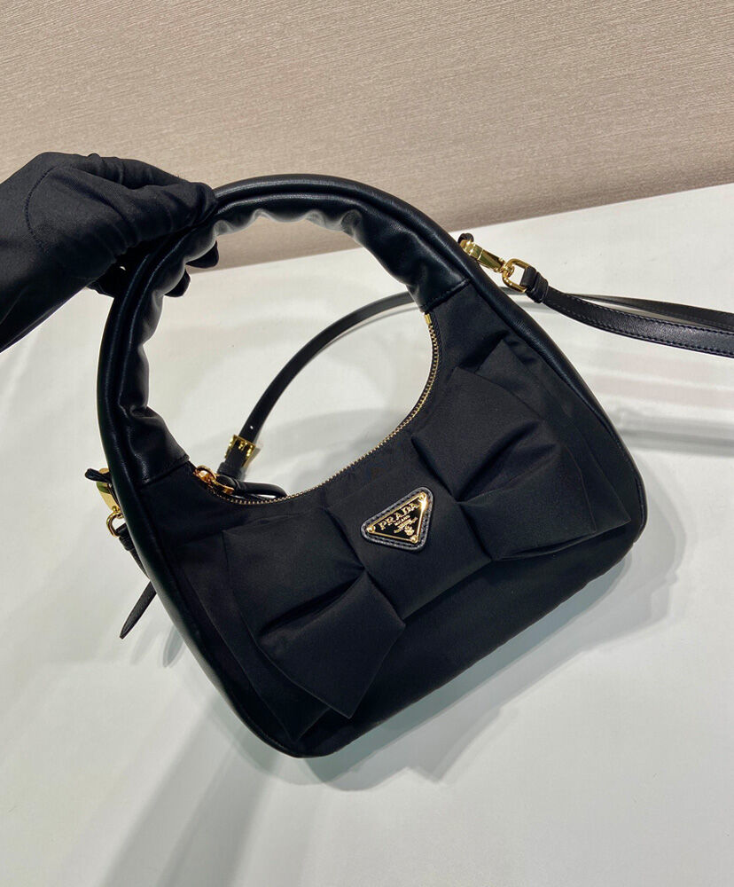 Re-Nylon And Nappa Leather Mini-bag With Bow