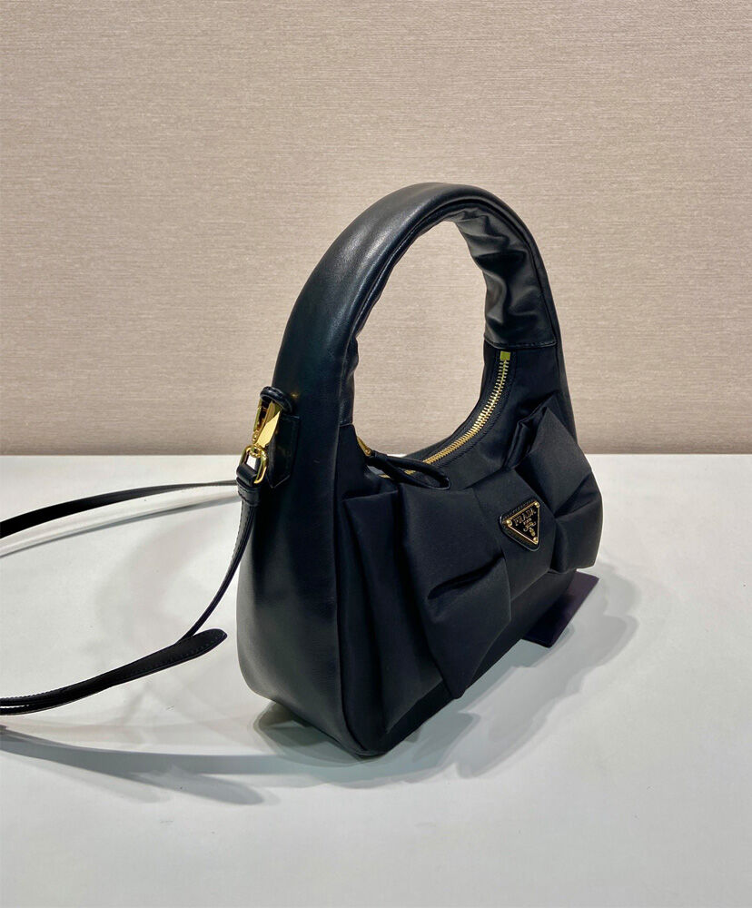 Re-Nylon And Nappa Leather Mini-bag With Bow