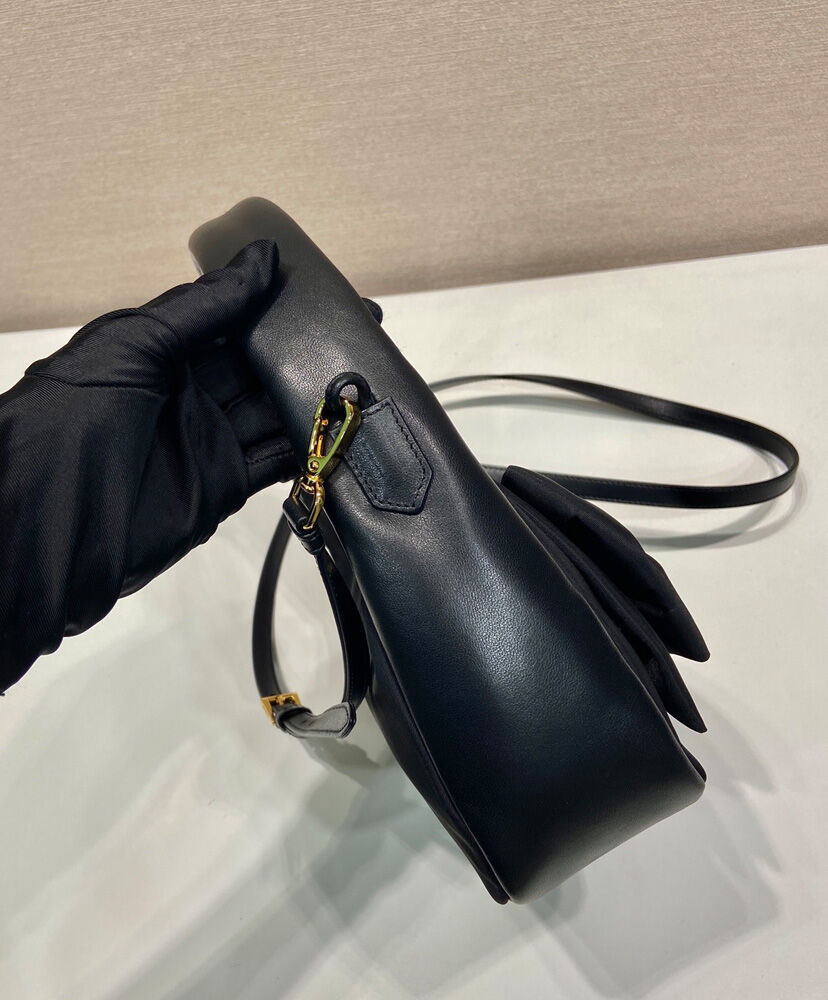 Re-Nylon And Nappa Leather Mini-bag With Bow