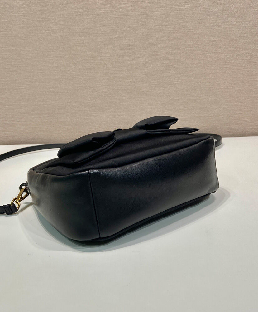 Re-Nylon And Nappa Leather Mini-bag With Bow