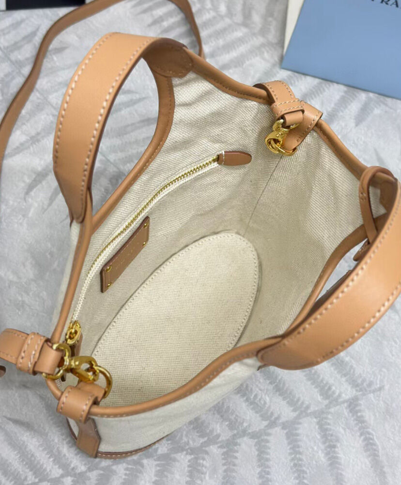 Linen Blend And Leather Mini-Buckle Bag