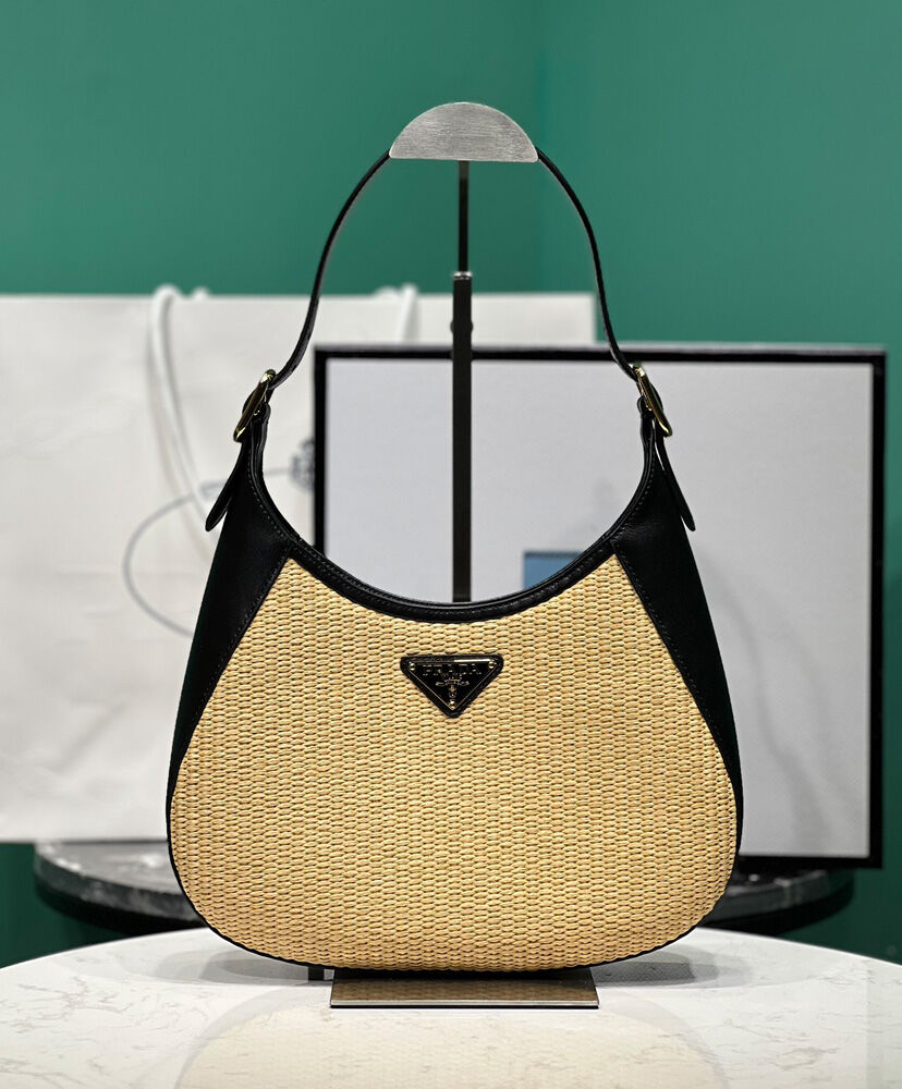 Fabric And Leather Shoulder Bag