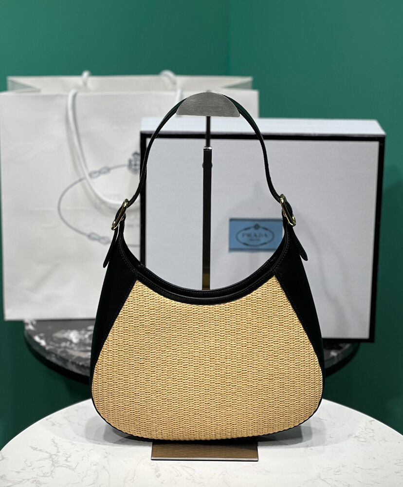 Fabric And Leather Shoulder Bag