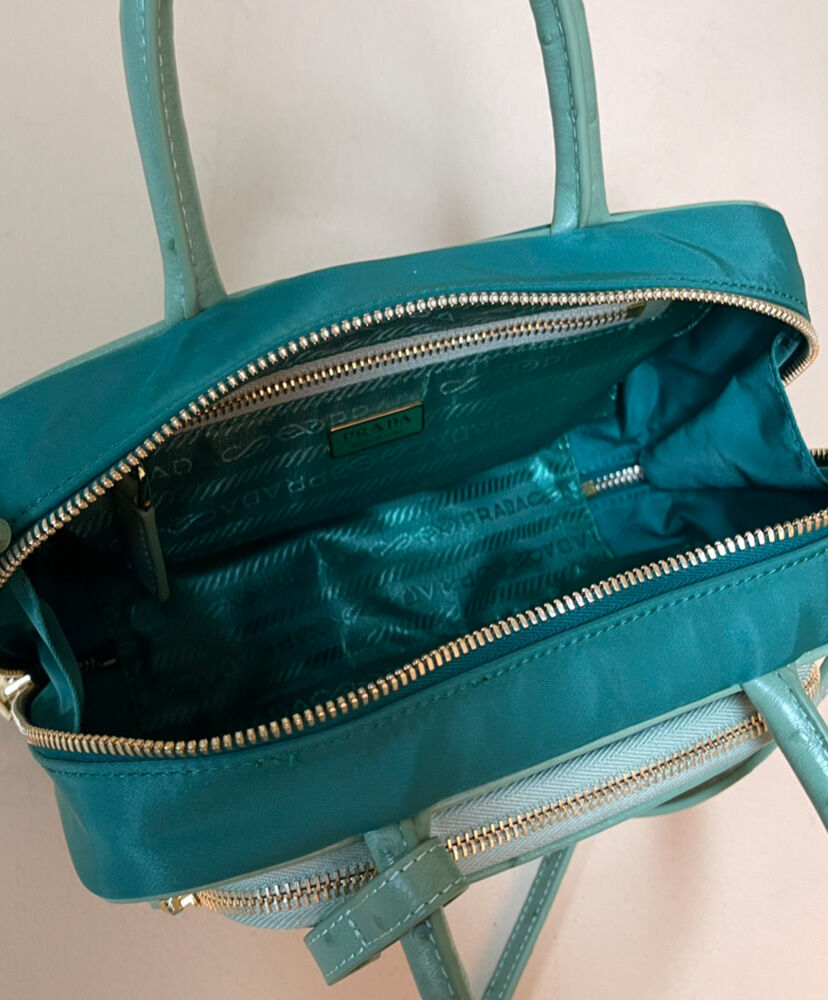 Re-Nylon And Ostrich Leather Two-handle Bag