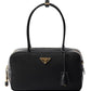 Re-Nylon And Leather Medium Top-handle Bag With Padlock