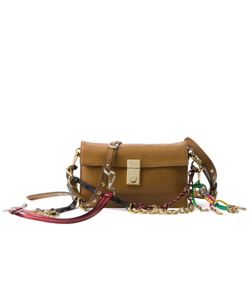 Prada Soft Sound small Leather Shoulder Bag With Charms