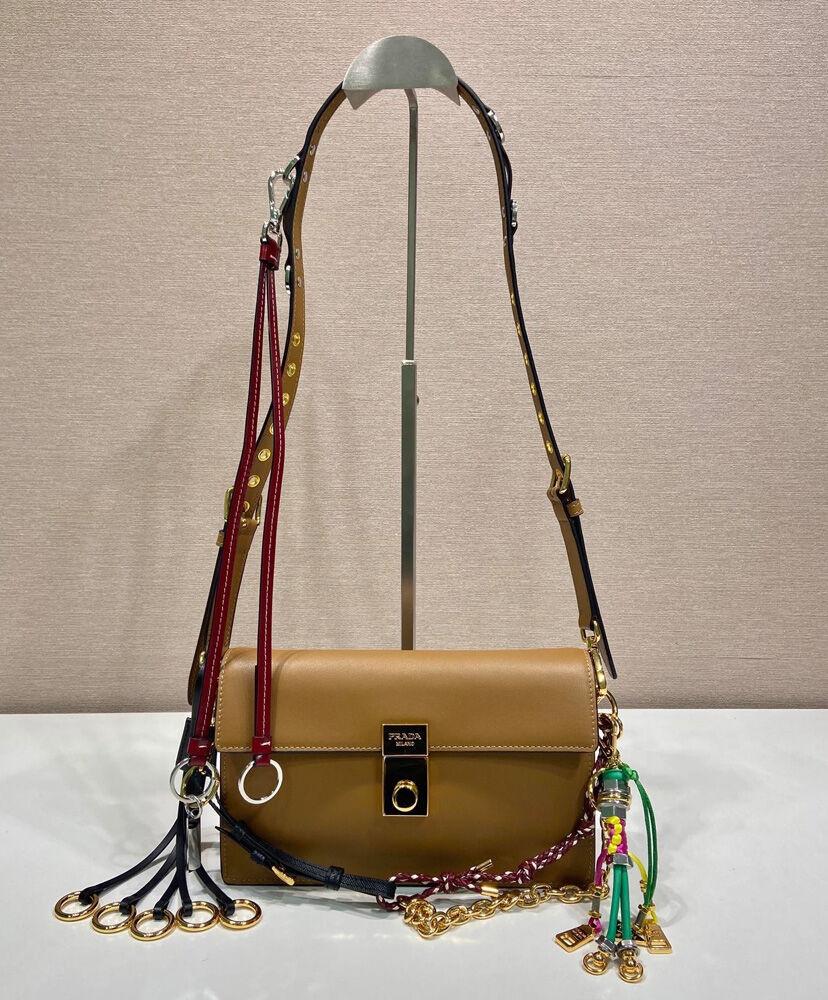 Prada Soft Sound small Leather Shoulder Bag With Charms