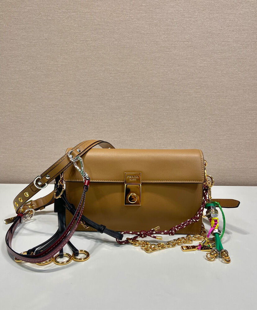 Prada Soft Sound small Leather Shoulder Bag With Charms