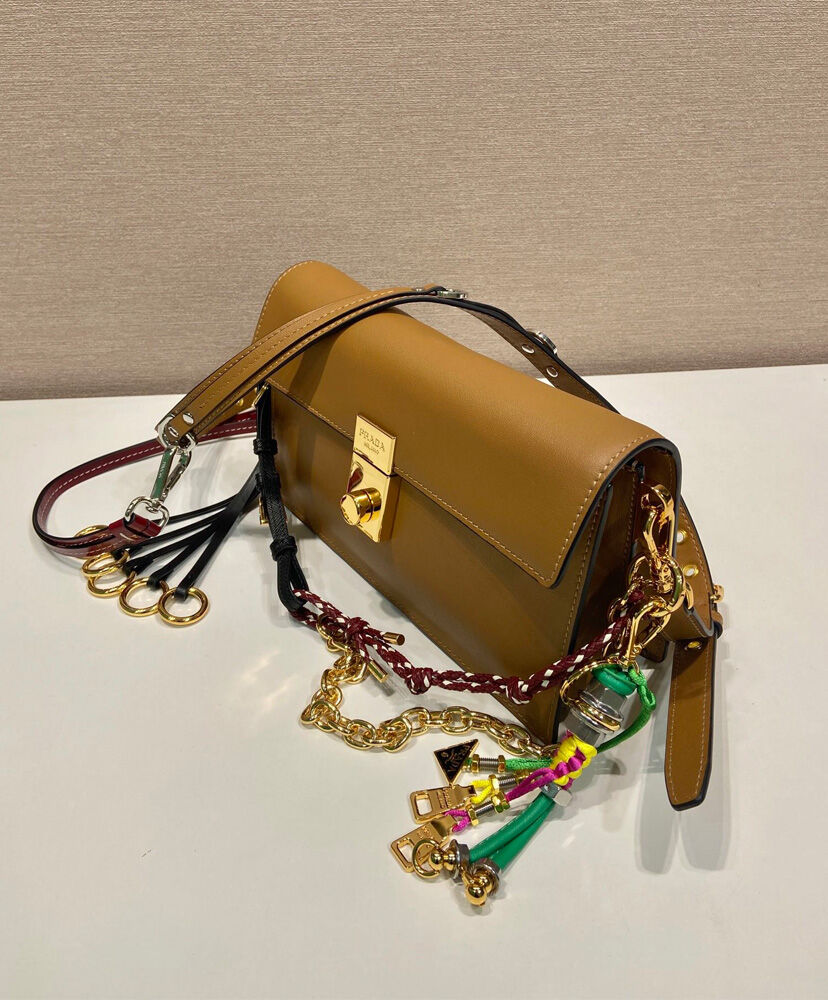 Prada Soft Sound small Leather Shoulder Bag With Charms