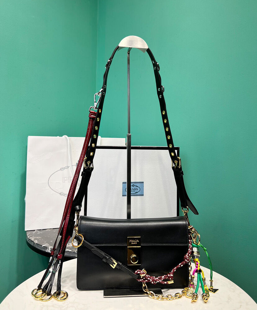 Prada Soft Sound small Leather Shoulder Bag With Charms