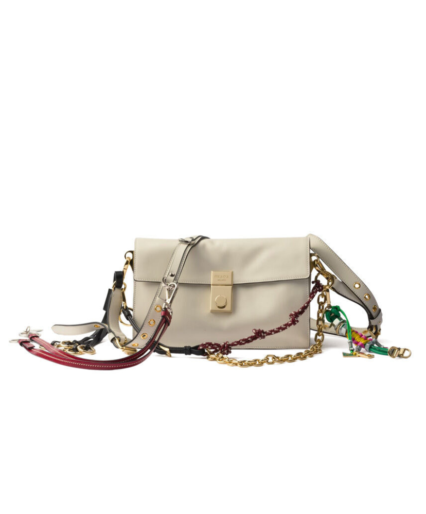 Prada Soft Sound small Leather Shoulder Bag With Charms