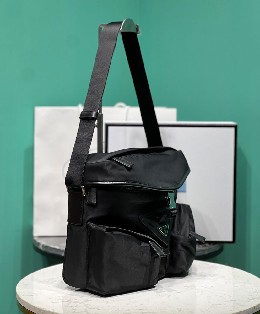 Re-Nylon And Leather Shoulder Bag