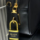 Re-Nylon And Leather Small Top-handle Bag With Padlock