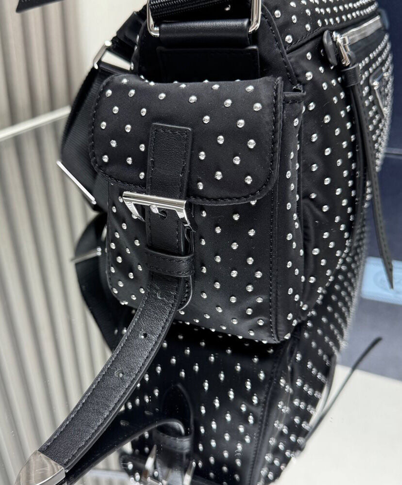 Re-Nylon Bag With Studs